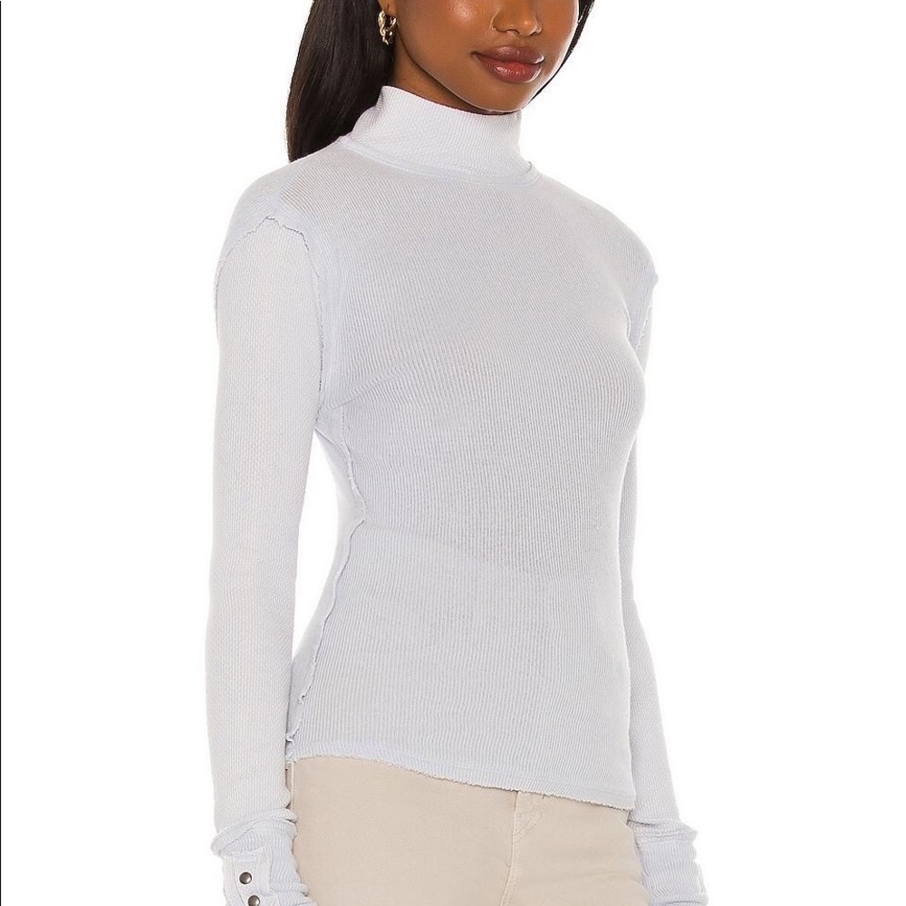 FREE PEOPLE BOHO TOP CUFFED LONG SLEEVES SHIRT MOCK TURTLENECK TEE A2C - Picture 5 of 14
